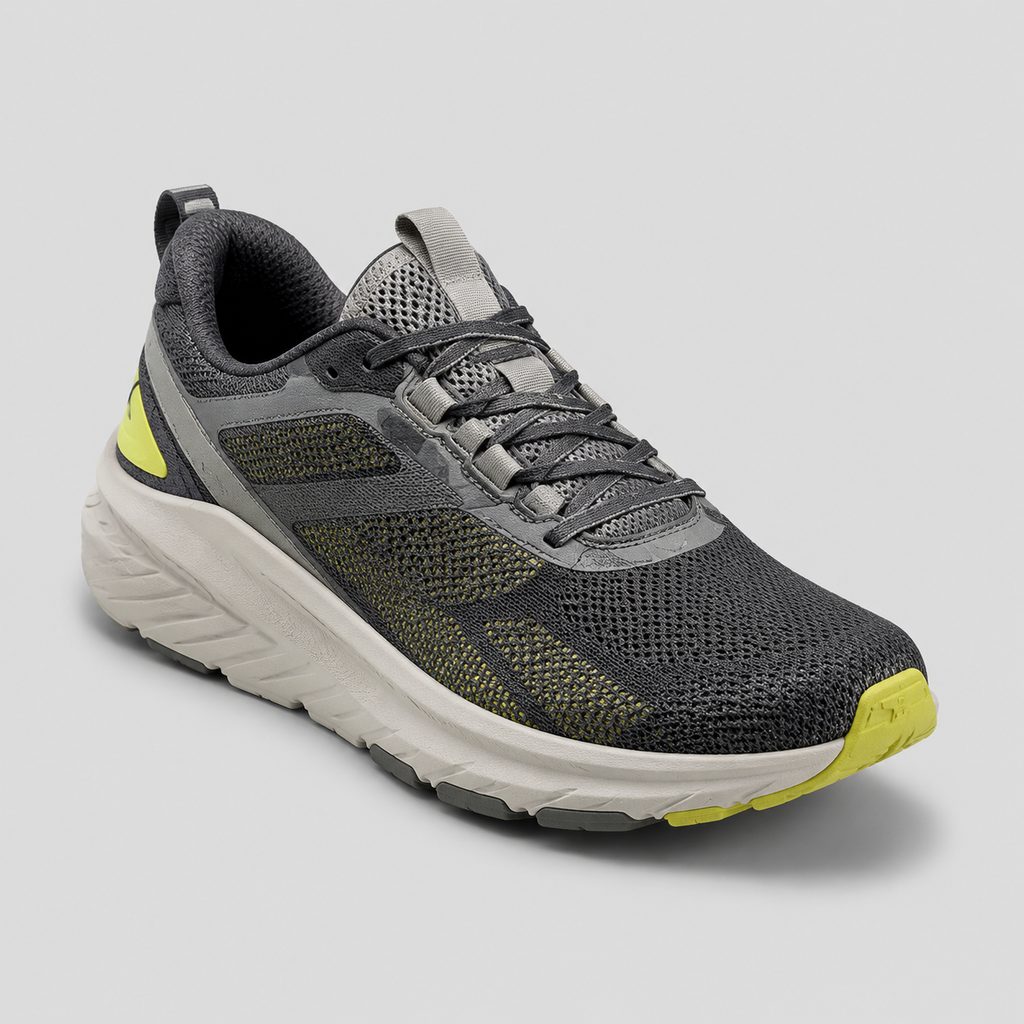 Athletic sneaker specification sheet separating dimensional references from logo artwork and placement fields