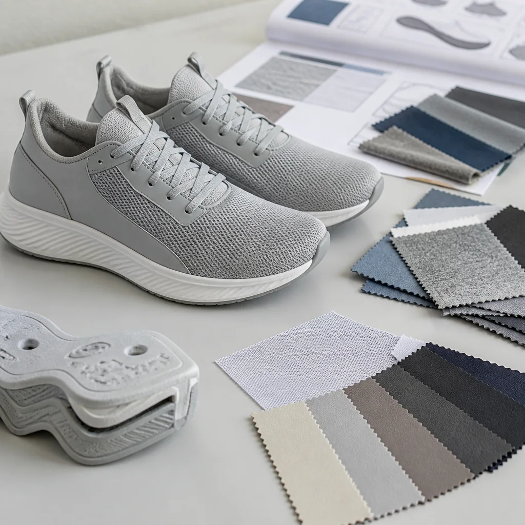 Athletic footwear components arranged for a wholesale sourcing review